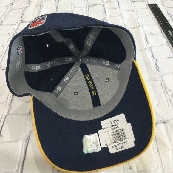 New Era Cap Hat Men's Size SM Blue Gold Fitted 2018 Green Bay Packers 39Thirty - Picture 9 of 10